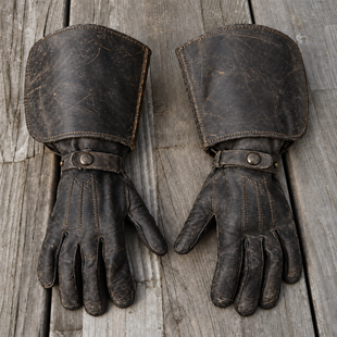 WWII British Army 1942–43 Dispatch Rider Leather Gauntlet Gloves