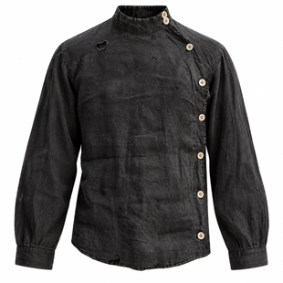 1930s Vintage Military Side-Button Linen Shirt