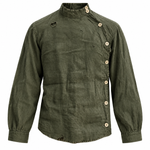 1930s Vintage Military Side-Button Linen Shirt