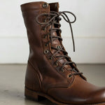 Men's Plain-Toe Leather Combat Boots